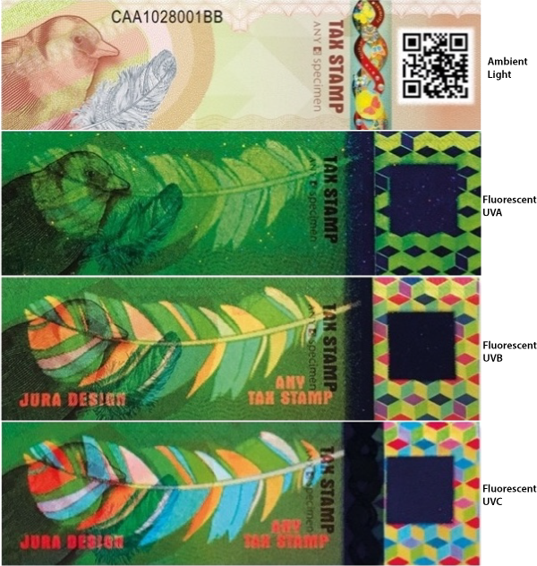 Semi-covert features shown under UV light – ambient, UVA, UVB and UVC comparison